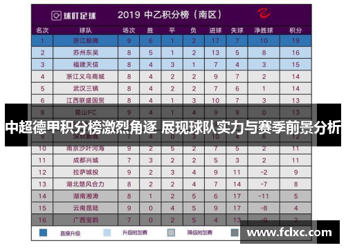中超德甲积分榜激烈角逐 展现球队实力与赛季前景分析